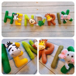 Jungle Safari Personalised Felt Name Garland
