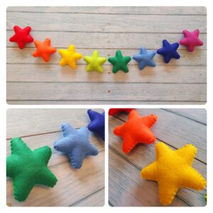 Bright Rainbow Felt Star Garland