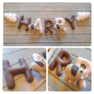 Elephant Personalised Felt Name Garland