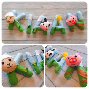 Farmyard Personalised Felt Name Garland