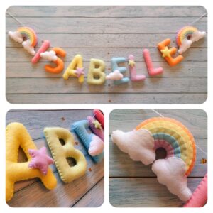 Pastel Rainbow Personalised Felt Name Garland