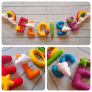 Bright Rainbow Personalised Felt Name Garland