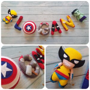 Superhero Personalised Felt Name Garland