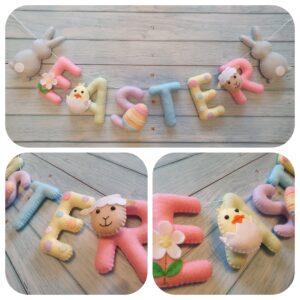 Easter Bunny Rabbit Pastel Rainbow Name Garland