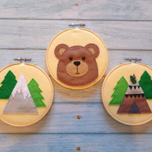 Woodland Explorer Adventurer Wooden Embroidery Hoop Hanging Decoration