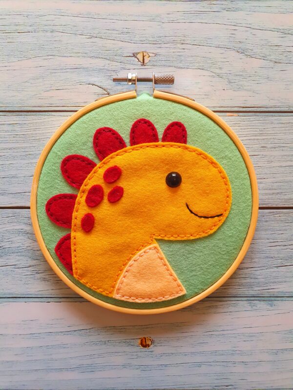 Dinosaur Wooden Embroidery Hoop Hanging Decoration - Image 4