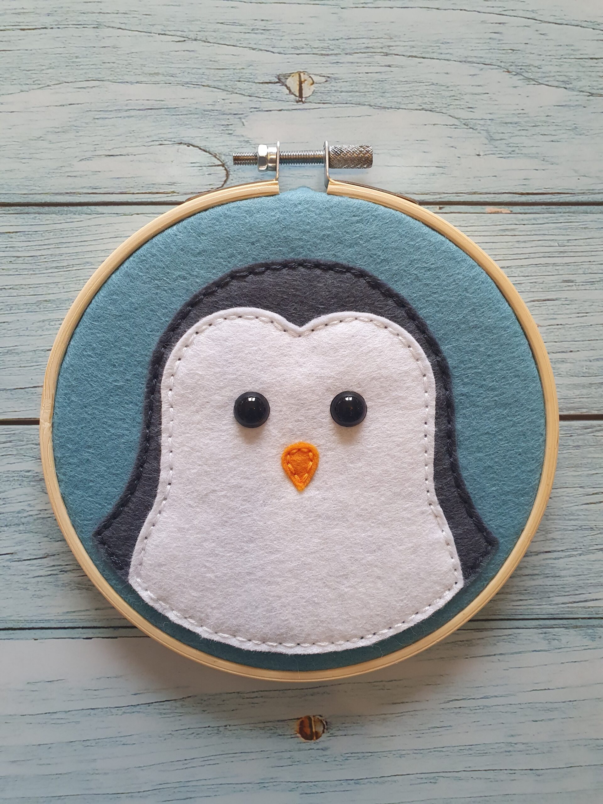 Penguin Wooden Embroidery Hoop Hanging Decoration