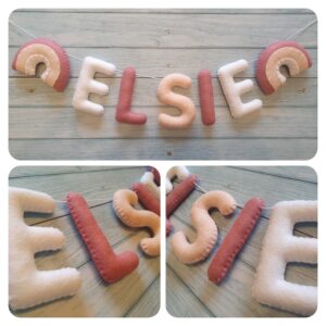 Classic Pink Rainbow Personalised Felt Name Garland