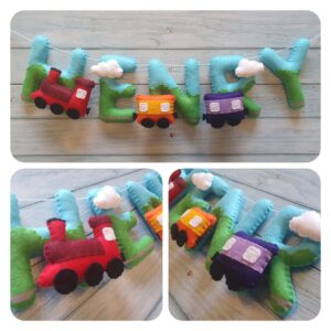 Train Personalised Felt Name Garland