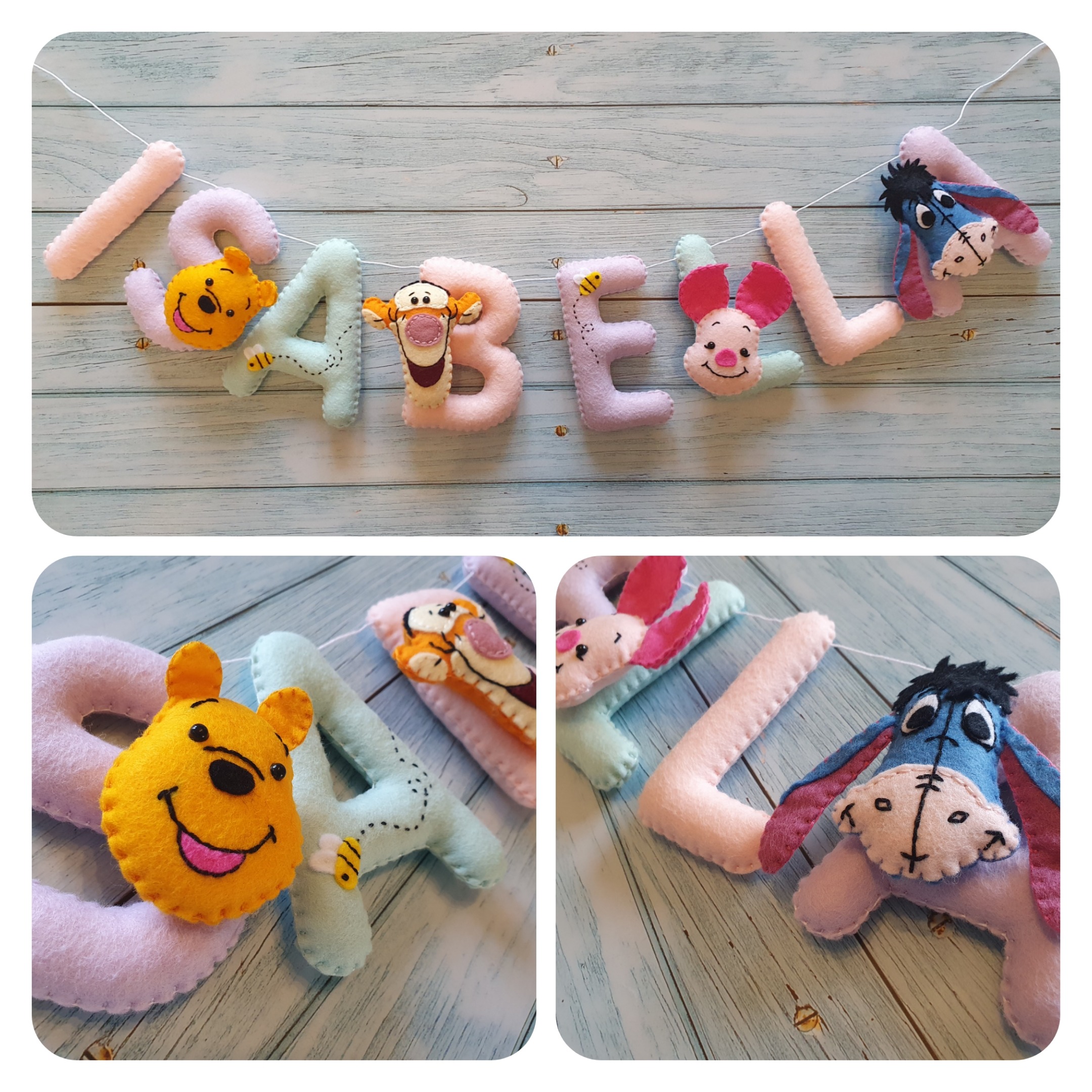 Winnie The Pooh Personalised Felt Name Garland