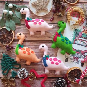 Festive Dinosaur Hanging Christmas Decoration