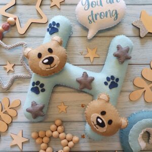 Giant Initial Themed Shelf Sitter Decoration - Teddy Bear