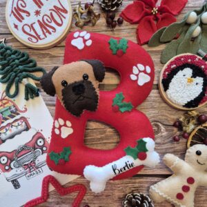 Giant Initial Shelf Sitter Decoration - Christmas Pet Edition