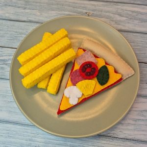Felt Play Food Pizza Slice and Fries Set